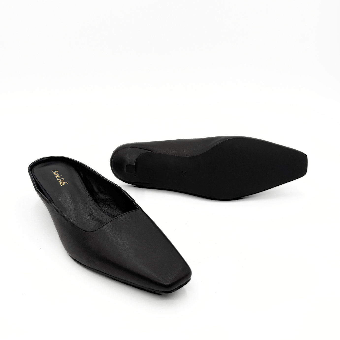 Mona Kitten Heel Mules - Black
