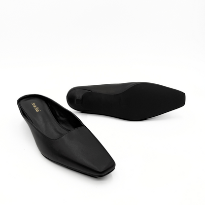Mona Kitten Heel Mules - Black