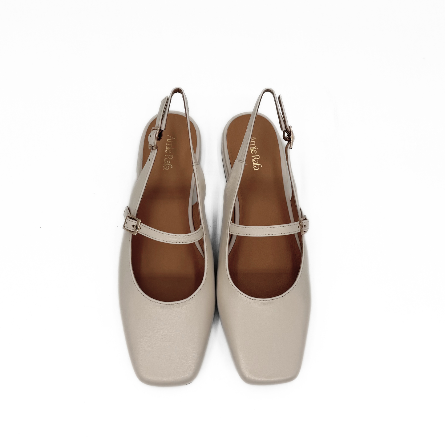 Athena Mary Jane Flats - Bone