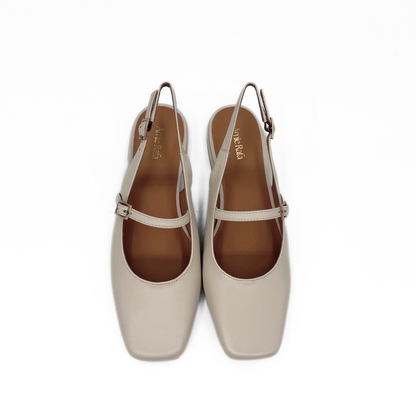Athena Mary Jane Flats - Bone