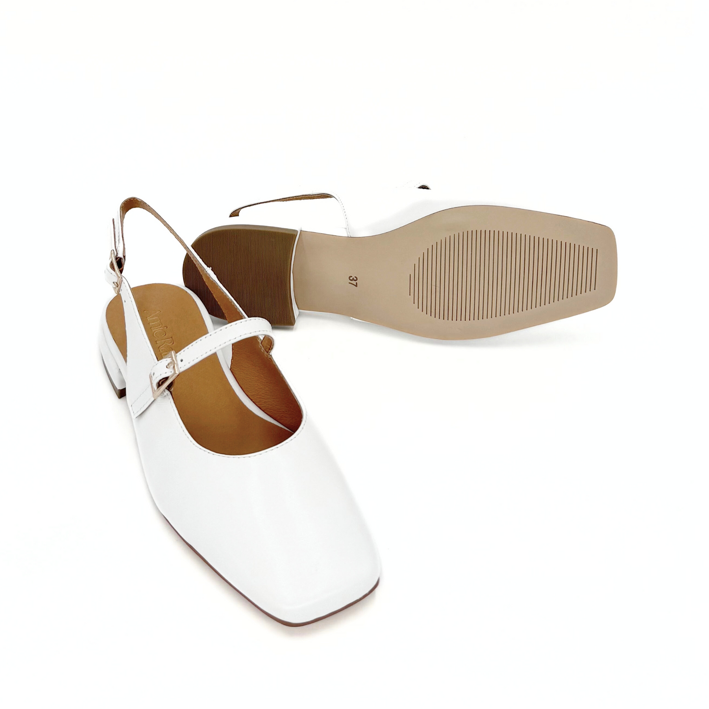 Athena Mary Jane Flats - White
