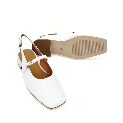 Athena Mary Jane Flats - White