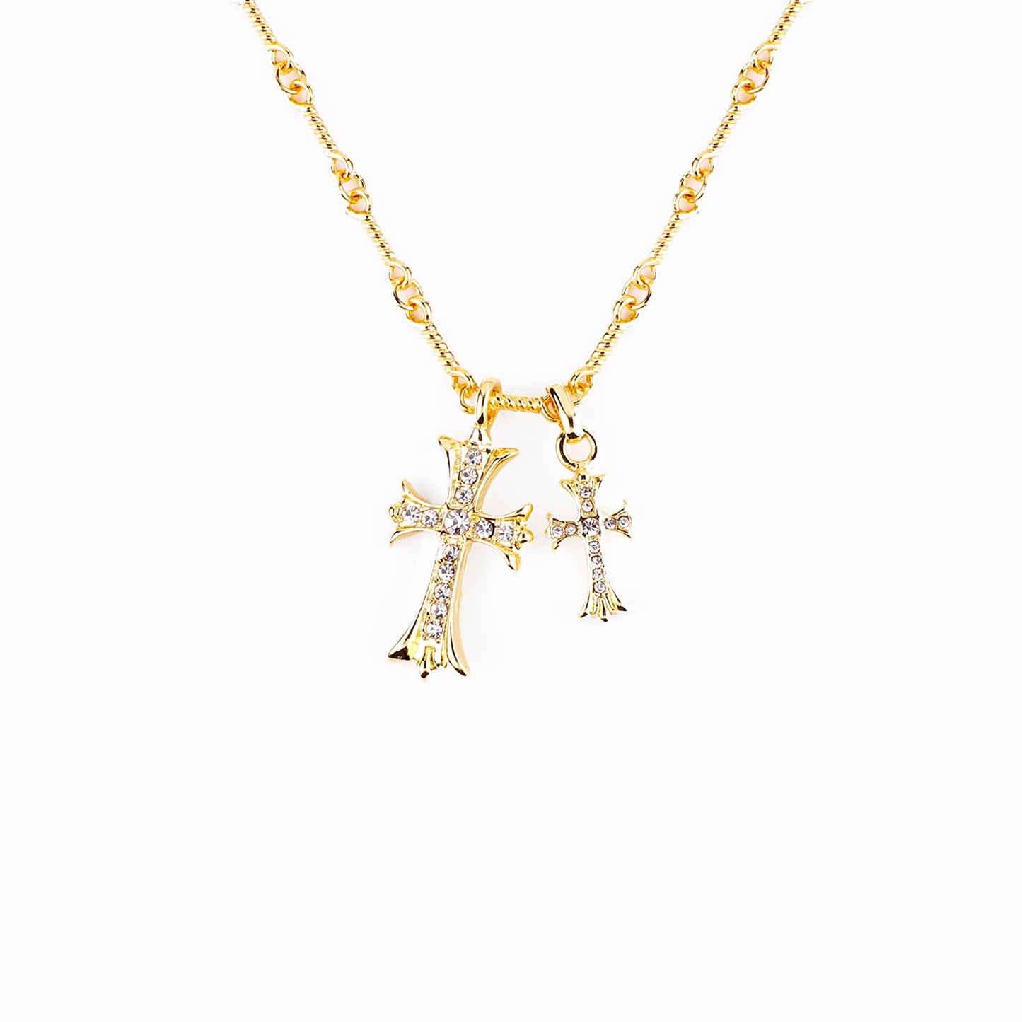 Mint & Lily Double Cross Pendant Necklace