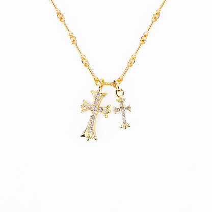 Mint & Lily Double Cross Pendant Necklace