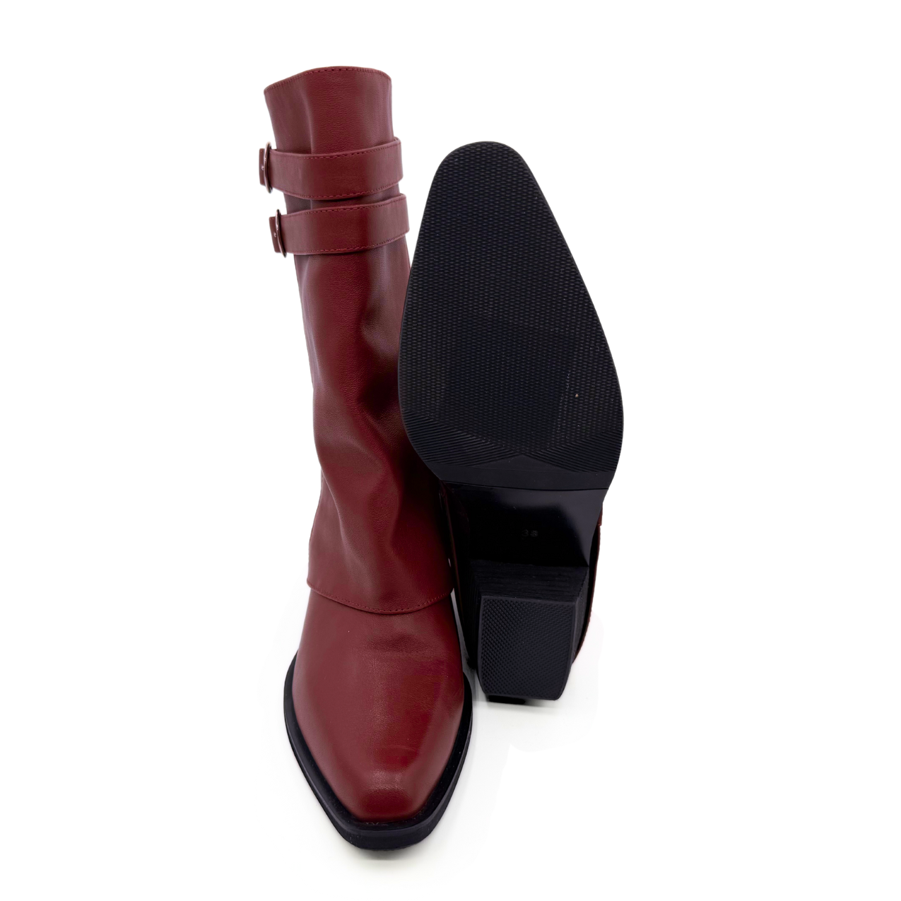Alma Foldover Leather Boots - Burgundy