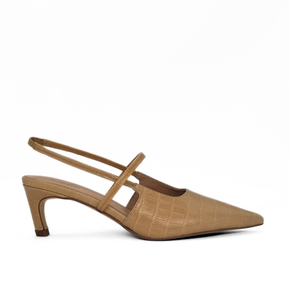 Connie Embossed Crocodile Heels - Brown