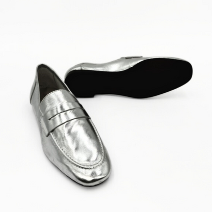 The Tennis Leather Loafer - Silver