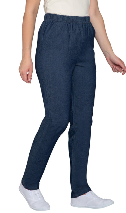 Women's Elastic Waist Pull On Jeans in Denim & Twill - Soft & Lightweight with a bit Stretch