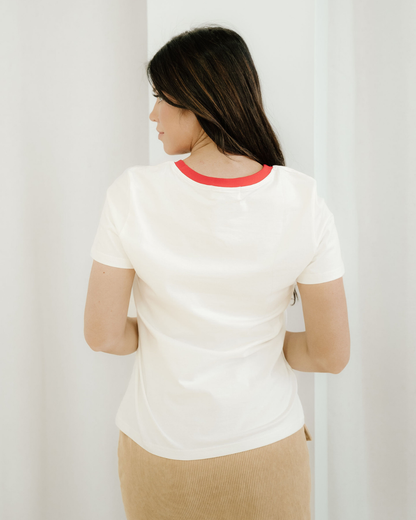 Melanie Rainbow Stripe Print Crewneck T Shirt