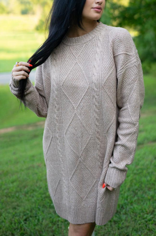 Threaded Pear Aura Cable Knit Sweater Dress