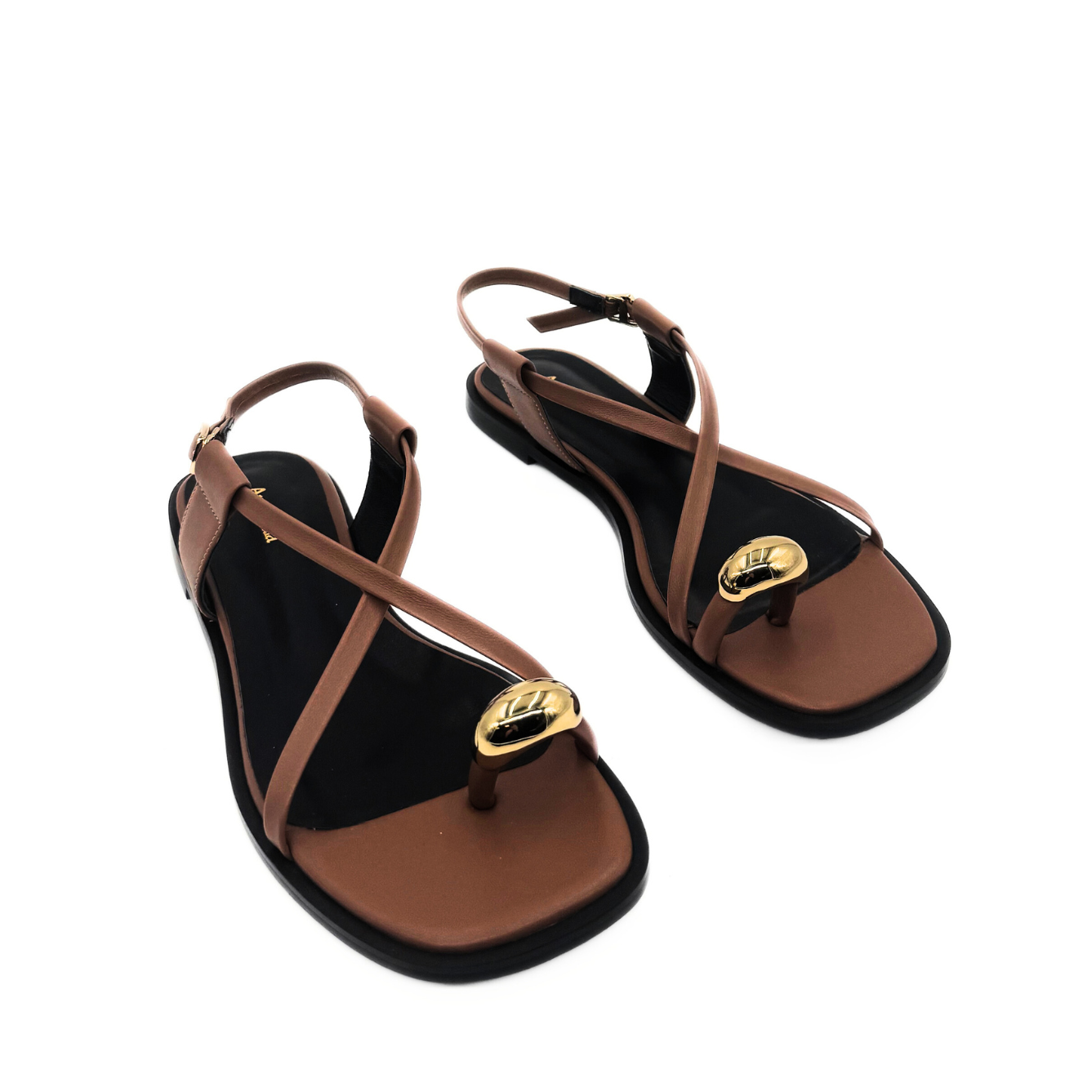 Laney Strappy Gold Toe Sandals - Brown