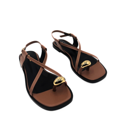 Laney Strappy Gold Toe Sandals - Brown