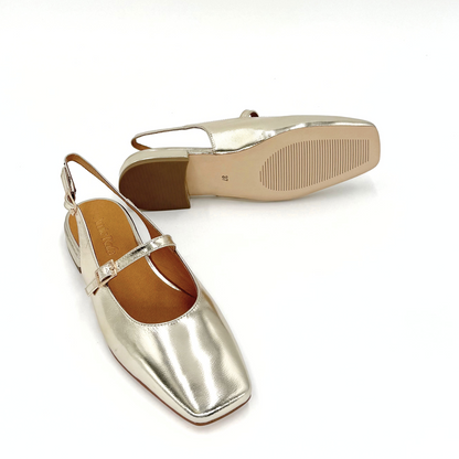 Athena Mary Jane Flats - Silver