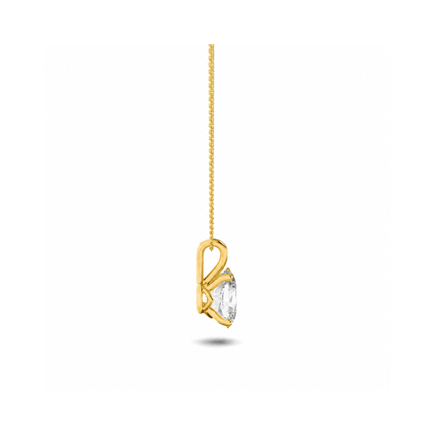 1.0 Ct Oval Lab Grown Diamond (F/VS) Prong 14K Yellow Gold Split Bale Solitaire Pendant Necklace