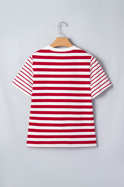Threaded Pear June Stripe Patchwork T Shirt