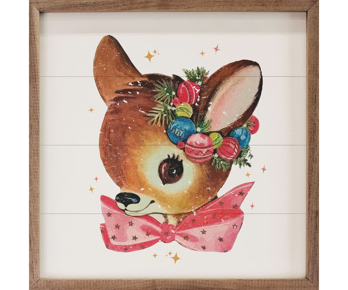 Kendrick Home Pink Bow Deer White