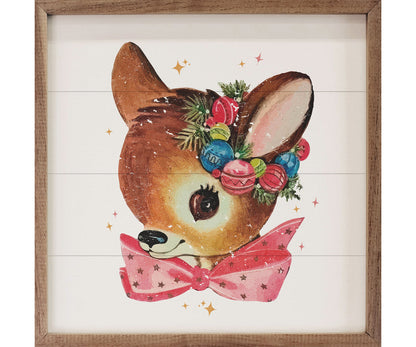 Kendrick Home Pink Bow Deer White