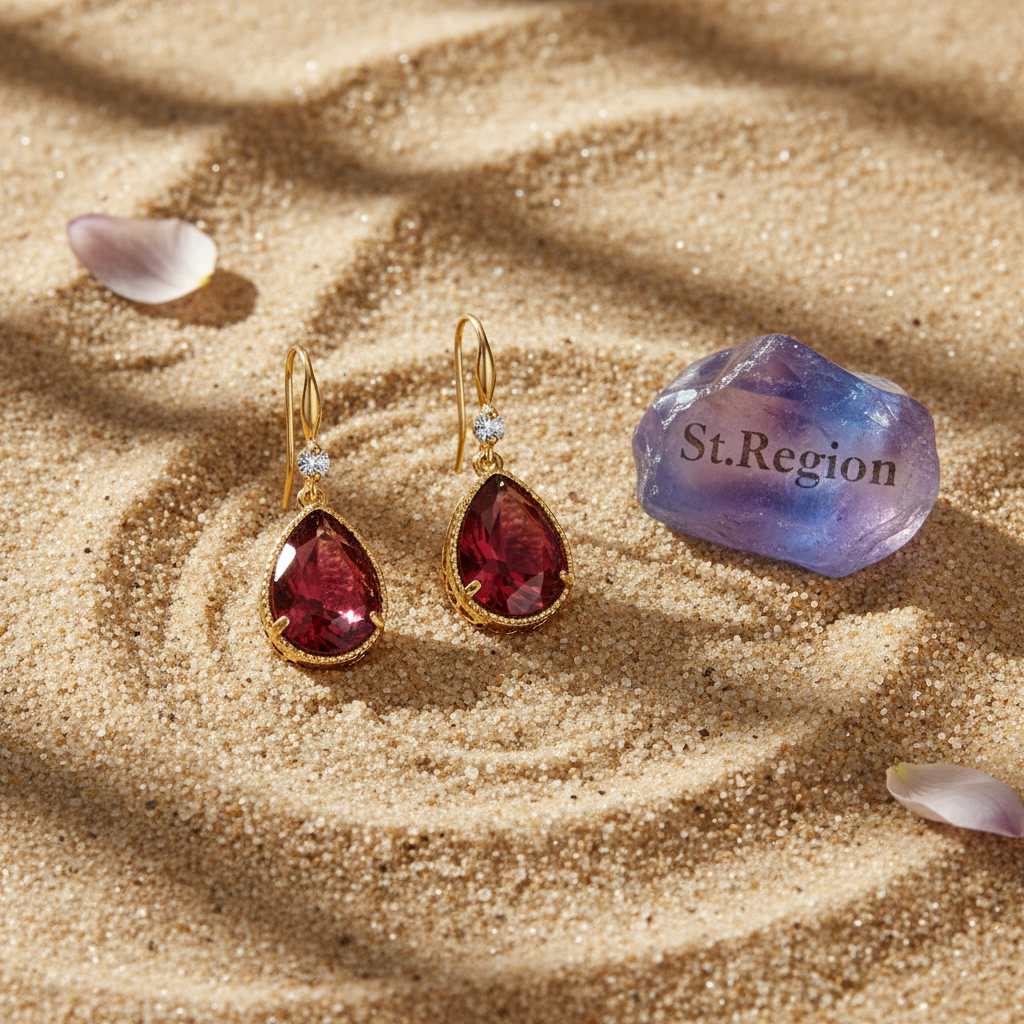 Red Crystal & Cubic Zirconia Goldtone Teardrop Hook Earrings