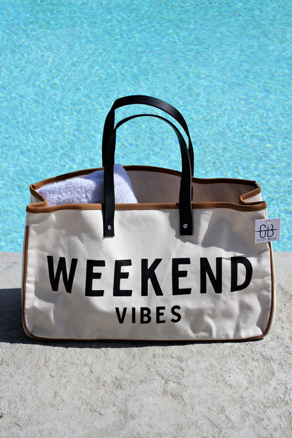Threaded Pear Alicia WEEKEND VIBES Canvas Tote