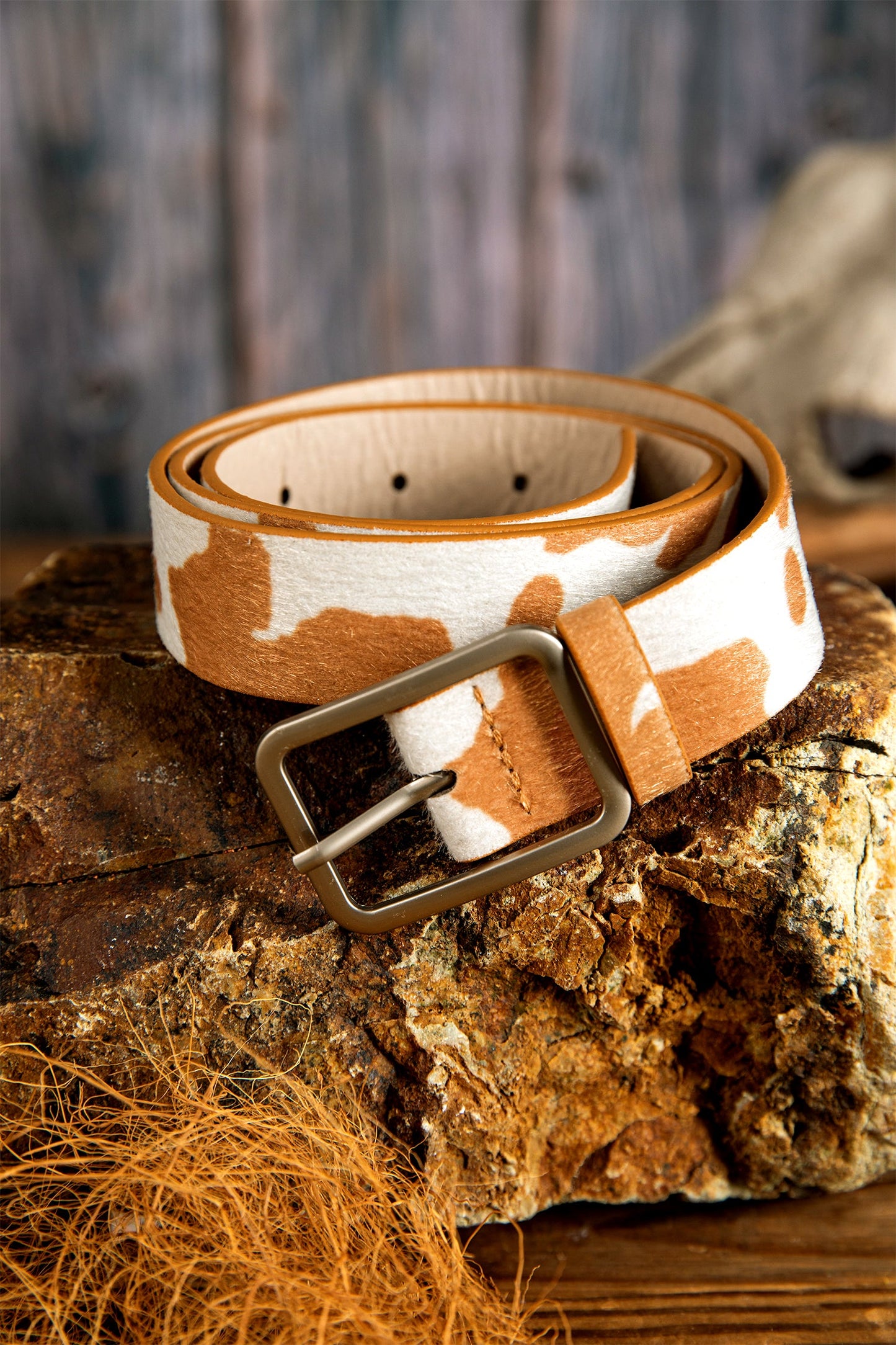 Threaded Pear Sage Hair Pu Leather Belt