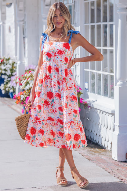 Threaded Pear Dahlia Straps High Waist Dress