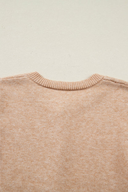 Threaded Pear Yamileth Oatmeal Ruffle Trim Sweater