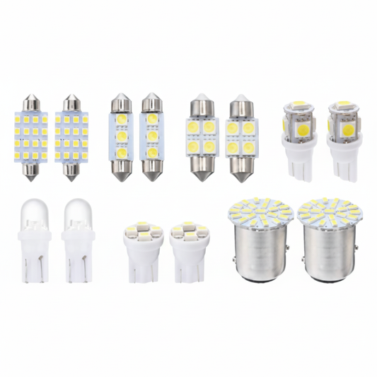 Prime Goods 14Pcs T10 36mm LED Interior Car Accessories Kit Map Dome License Plate Lights - Silver
