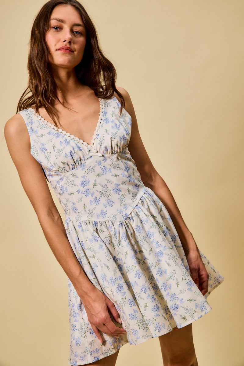 SO ME Floral Print Fit and Flare Dress