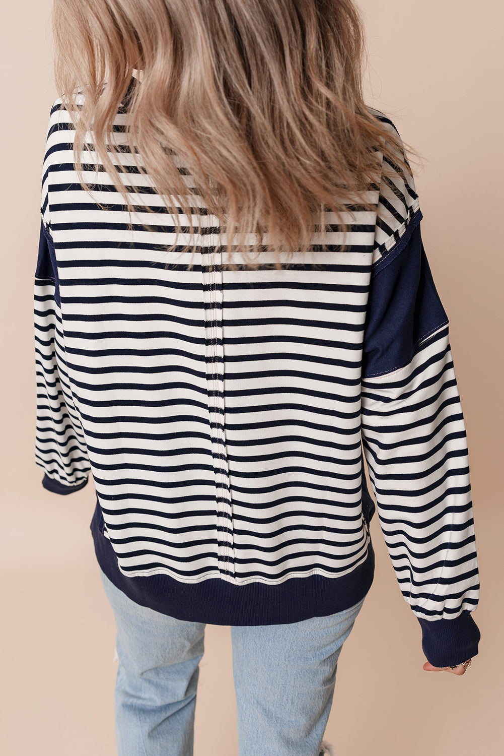 Threaded Pear Sage Exposed Seam Loose Fit Sweatshirt