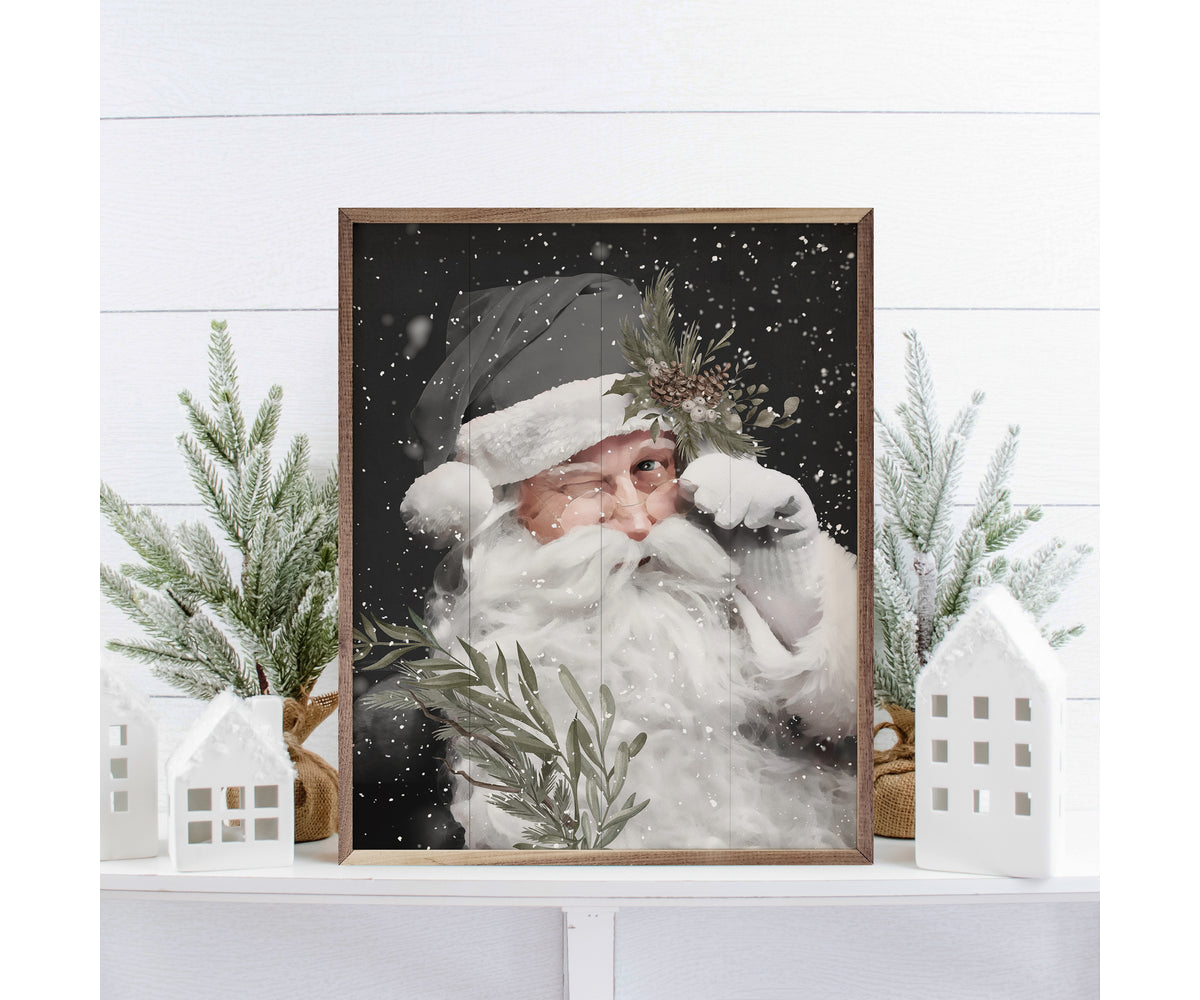Kendrick Home Grayscale Santa Claus