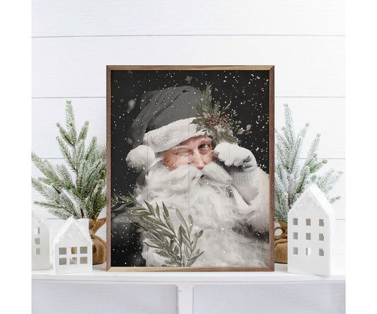 Kendrick Home Grayscale Santa Claus