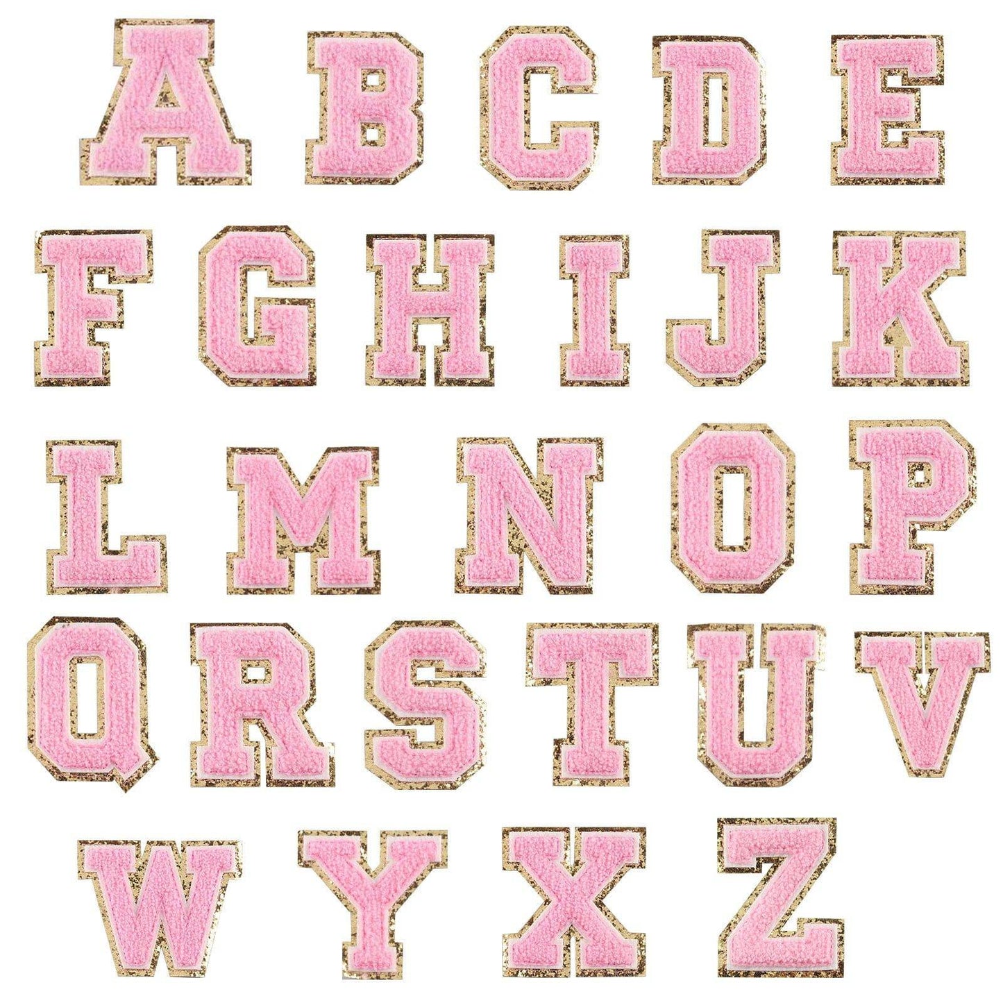 Pink Self Adhesive Chenille Letters Patches - Pink / B