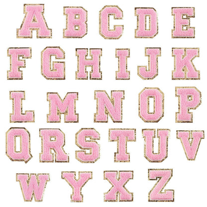 Pink Self Adhesive Chenille Letters Patches - Pink / B