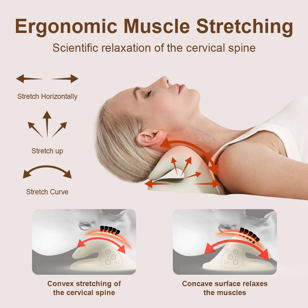 Rechargeable Neck Massage Pillow – Hot Compress, Cervical Traction & Pulse Therapy