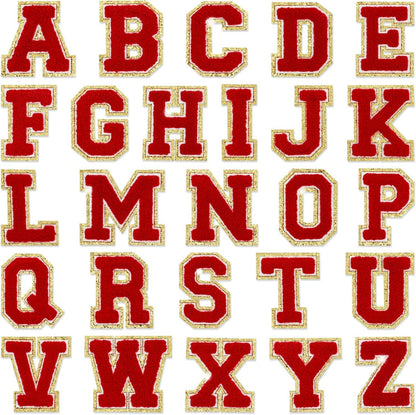 Red Self Adhesive Chenille Letters Patches - Red / B