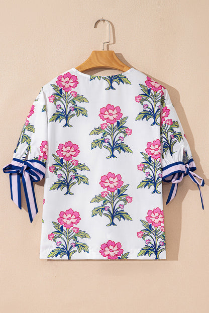 Threaded Pear Mae Knot Bubble Sleeve Blouse