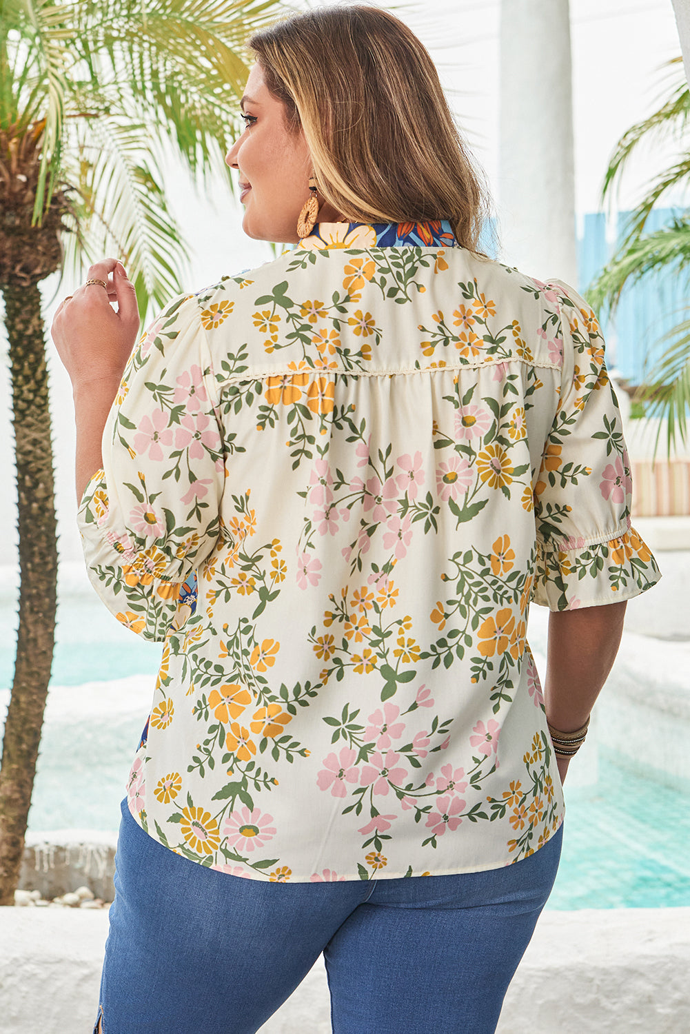 Threaded Pear Alayna Woven Half Sleeve PLUS Blouse