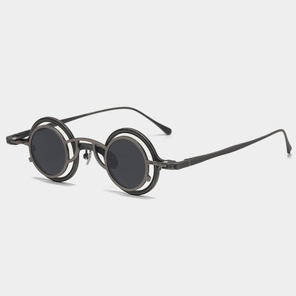 Pure Titanium Small Round Sunglasses – Retro Luxury Shades