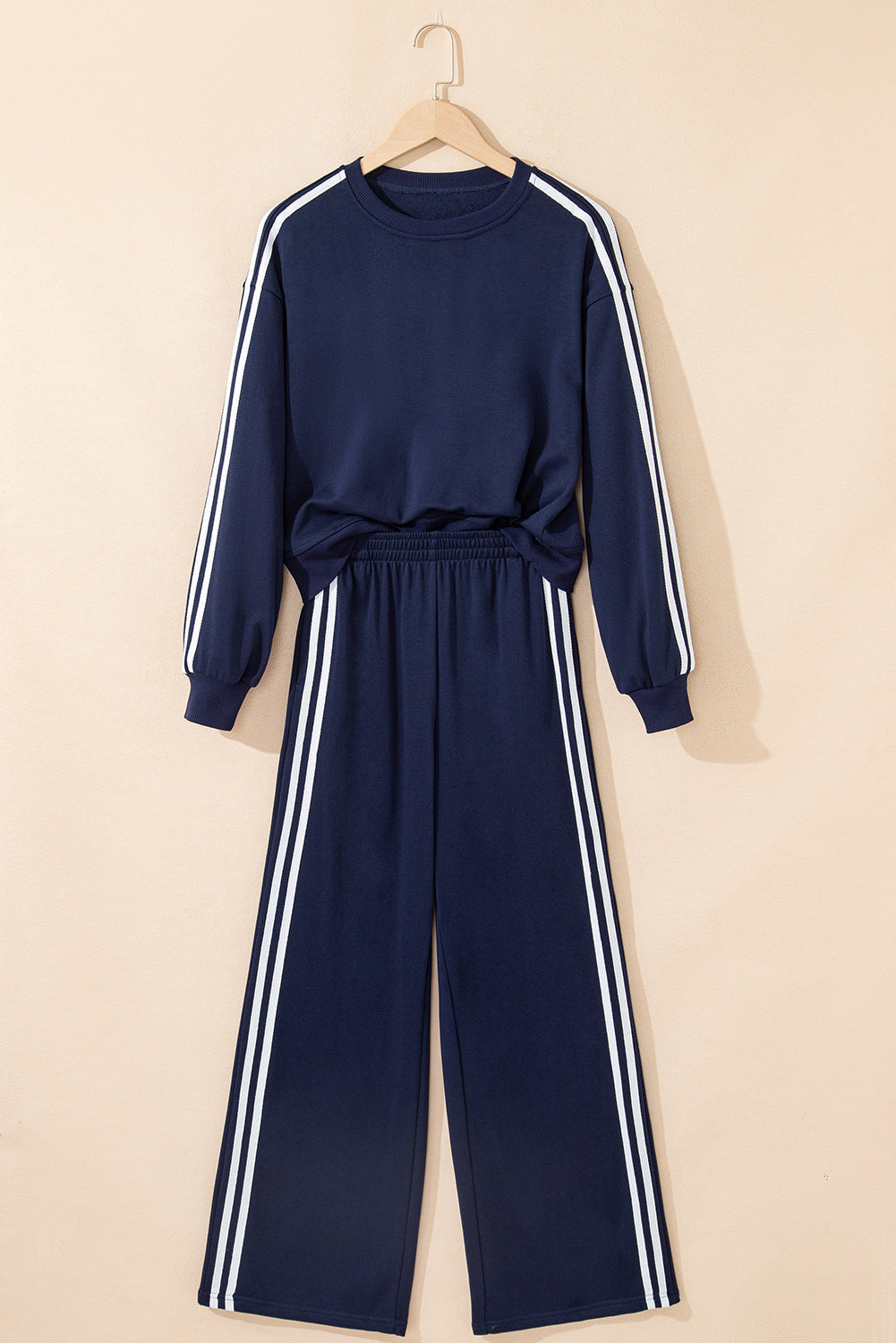 Threaded Pear Hana Striped Detail Crewneck Pullover