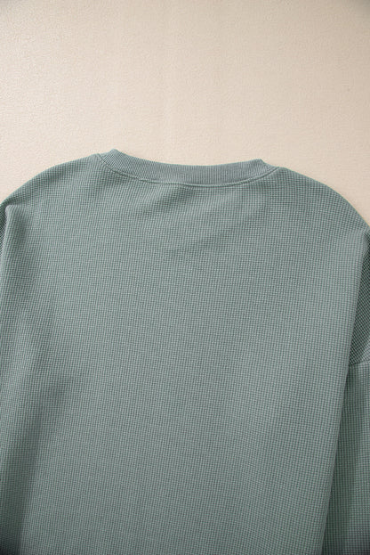 Threaded Pear Halo Knit Drop Shoulder Top