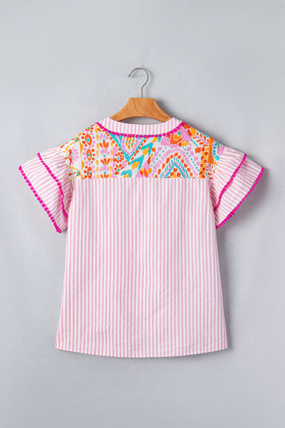 Threaded Pear Giovanna Tiered Short Sleeve Blouse