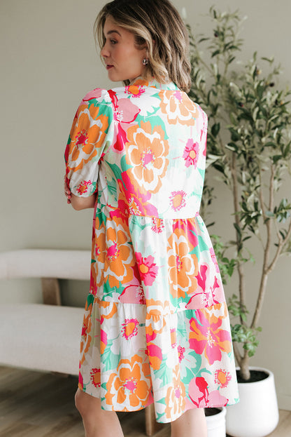 Threaded Pear Brynleigh Floral Puff Sleeve Babydoll Dress