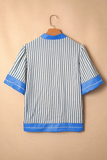 Threaded Pear Joanna Detail Short Sleeve Blouse