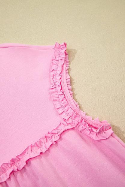 Keily Frilled Trim Loose Fit Mini Dress by Threaded Pear