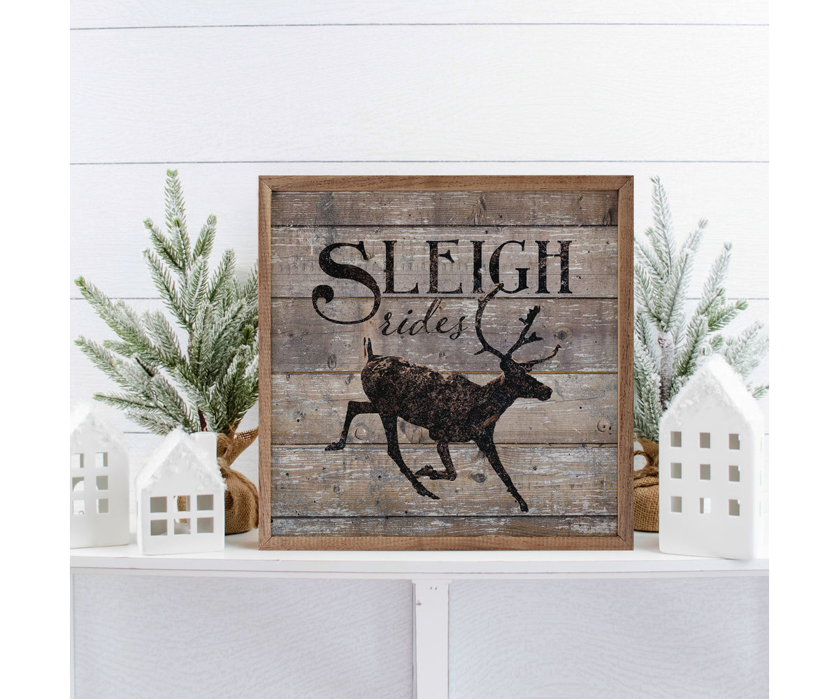 Kendrick Home Sleigh Rides Reindeer Brown