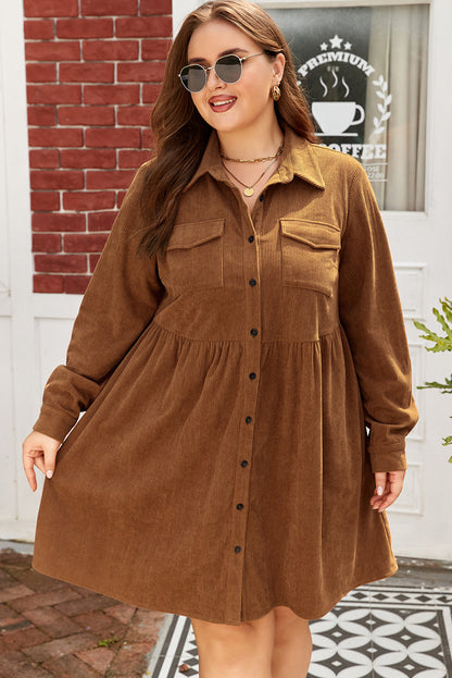 Threaded Pear Galilea Corduroy Full Collared PLUS Shirt