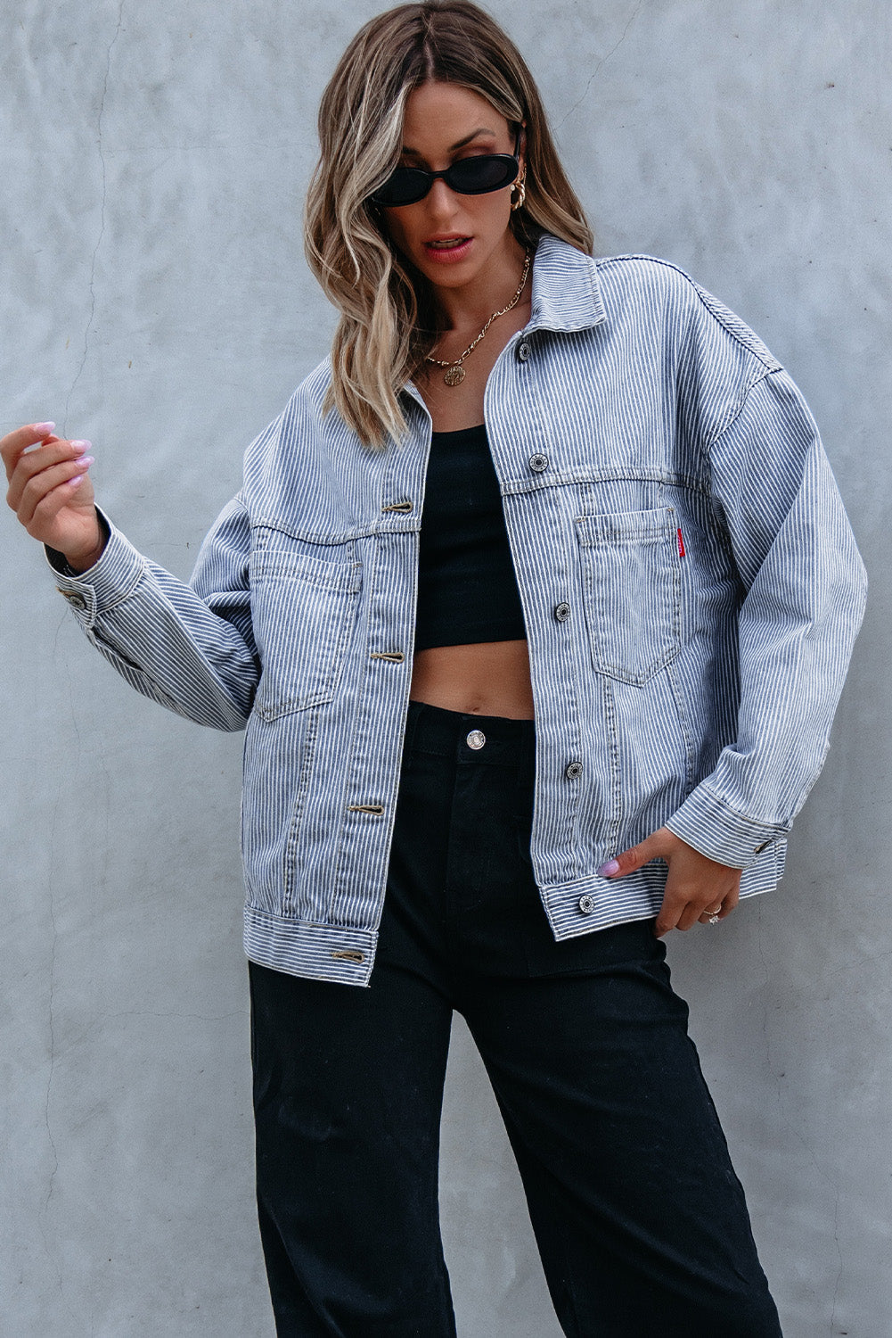 Threaded Pear Ella Wind Washed Oversize Jacket