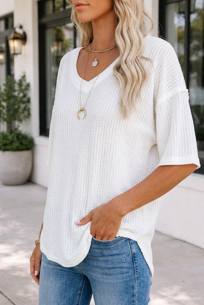 Threaded Pear Maria Knitted Textured Top