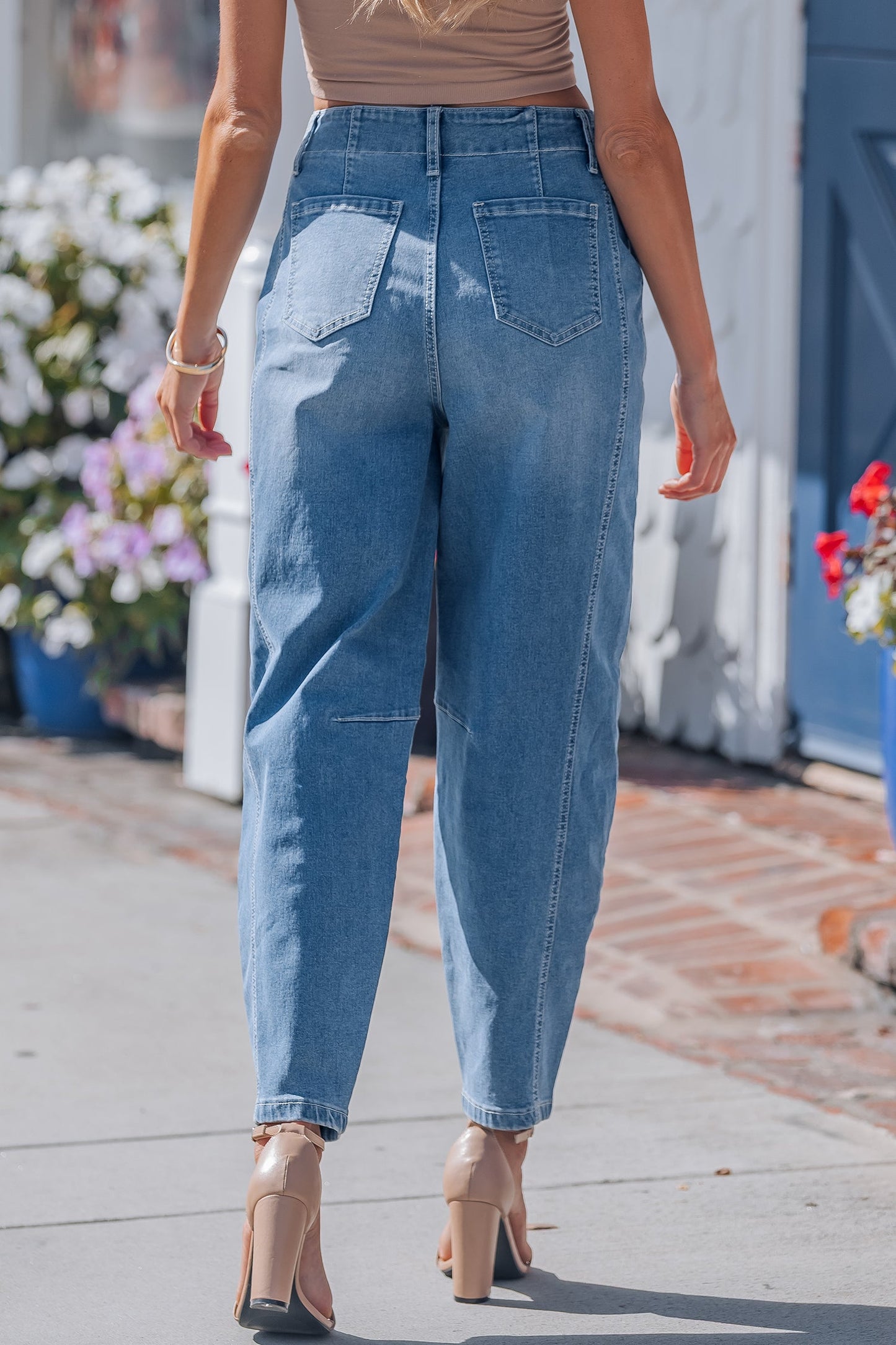 Threaded Pear Hana Wash Cuffed Barrel Jeans