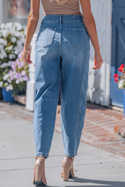 Threaded Pear Hana Wash Cuffed Barrel Jeans